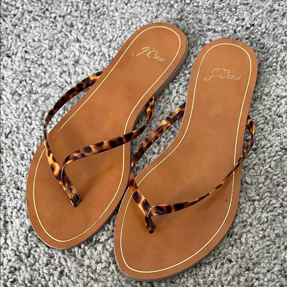J. Crew Tortoise Print Flip Flop Sandals